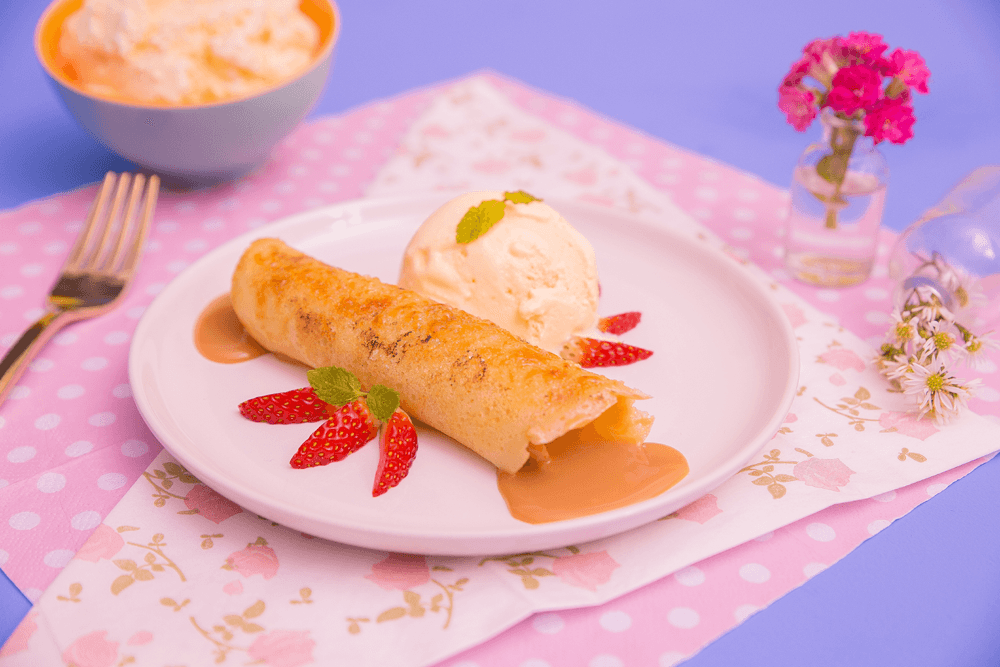Crepe Argentino de Doce de Leite com Sorvete de Creme