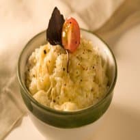 Arroz à piamontesa com creme de leite e parmesão