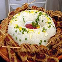 Espetos de Almôndegas de Pernil com Arroz da Copa