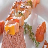 Arroz Vermelho do Piauí Espetada de Camarões e Tomilho