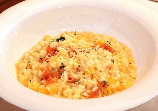 Risoto de alcachofra e presunto cru
