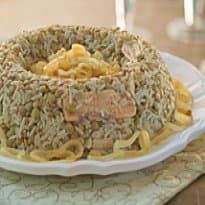 Arroz com lentilha e sardinha