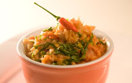 Risoto de berinjela e tomate