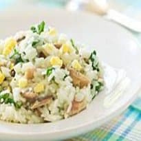 Risoto de sardinha e espinafre