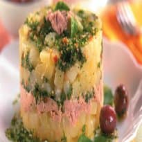 Salada de batata com atum ao pesto