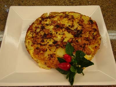 Fritada de batatas e bacon