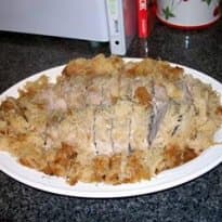 Lombo de porco assado com chucrute e maçã