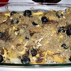Frango assado com alcachofra e azeitonas