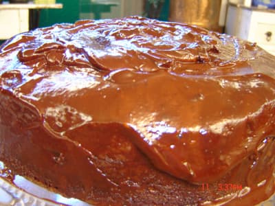 Bolo de chocolate com molho de capuccino