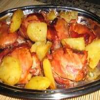 Coxa e Sobrecoxa Assadas com Batata