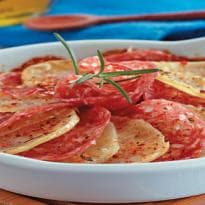 Batata e salame ao forno