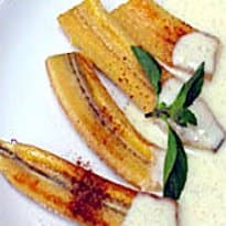 Banana Flambada com Creme de Baunilha