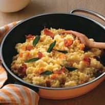 Risoto de abóbora com bacon e sálvia