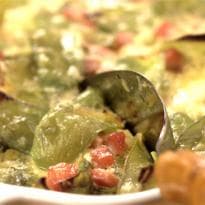 Ervilha-torta recheada com presunto