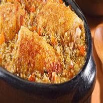 Galinhada com Purê de Batata-Doce