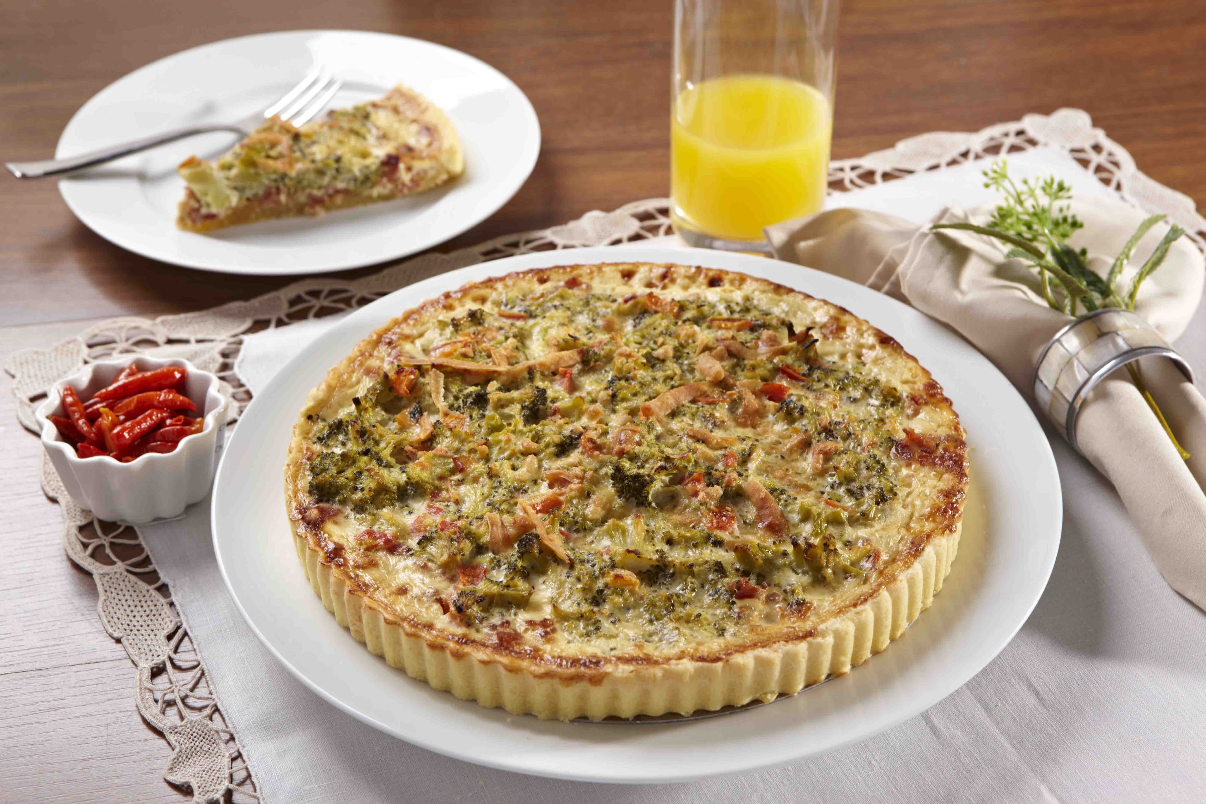 Quiche de Bacon com Brócolis