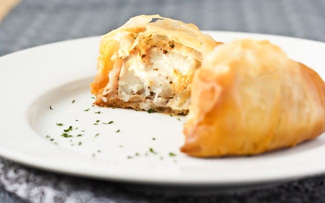 Pastel de namorado com pesto