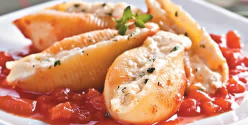 Conchas aos 4 queijos