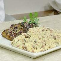 Fatias de Picanha com alho e Arroz Cremoso