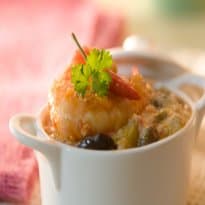 Molho cremoso de camarão e fava