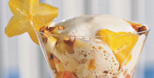 Carambolas com creme de zabaione