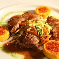 Filé de vitela com creme brûlè de abóbora