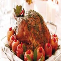 Frango com Ervas e Maçãs Carameladas