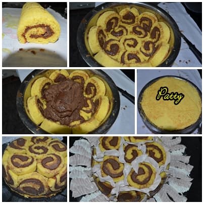 Montagem de torta com rocambole