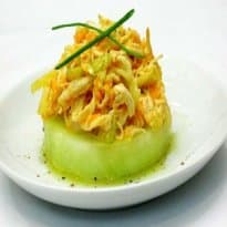 Fatia de melão com salpicão de frango