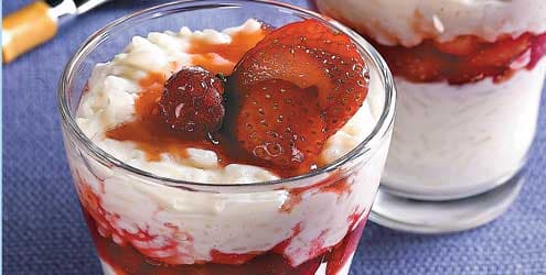 Arroz-doce com Morango