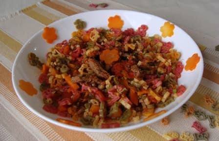 Macarrão fazendinha com carne e cenoura