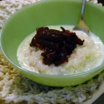 Arroz doce com sorvete ou doce