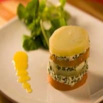 Torre de Batata, Tomate e Pasta de Ricota