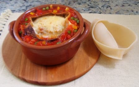 Macarrão Casquinha de Siri ao Molho Baiano