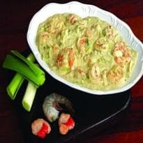 Camarão e vieiras ao creme de alho-poró