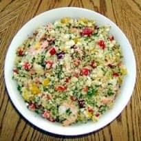 Salada de camarão e cuscuz