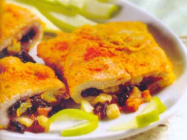 Filé de peru com maçãs