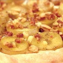 Pizza com batata-doce e bacon