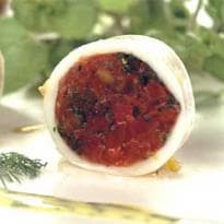 Lula recheada com tomate e molho de Endro