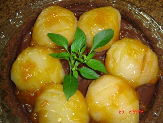 Torta de peras com ganache