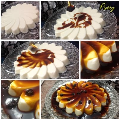 Manjar de coco com calda de ameixas