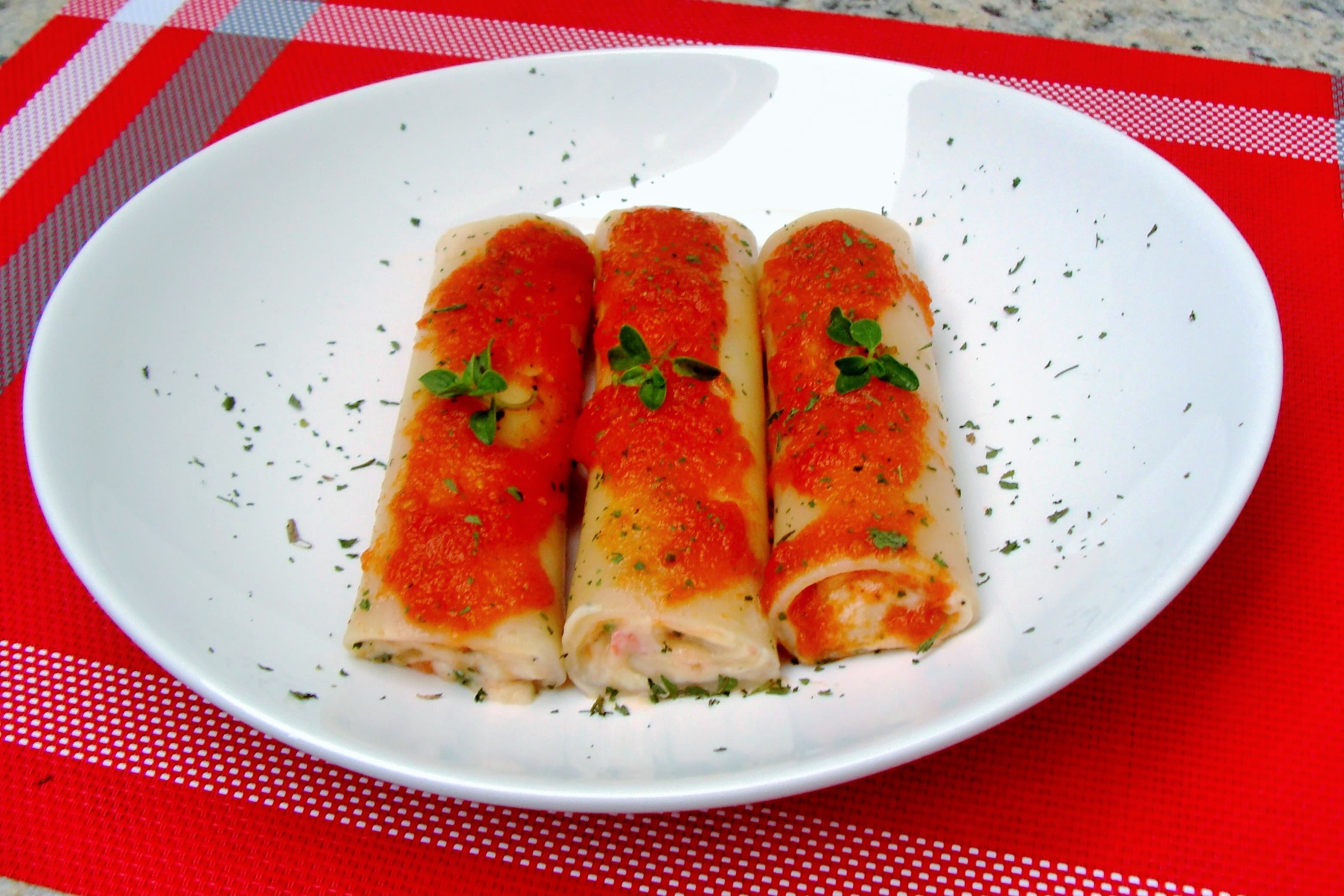 Canelone ao Creme de Palmito