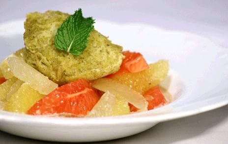 Espuma de Pistache Com Salada de Cítricos