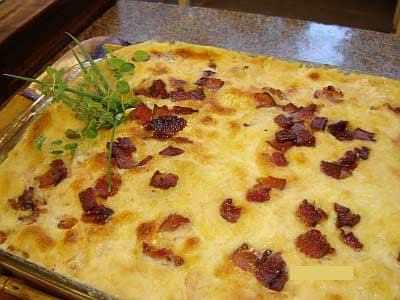 Batatas, cenouras e couve flor au gratin