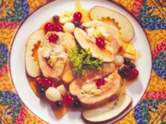 Peru Recheado com Framboesa e Maçã