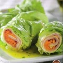 Rolinho de alface com peito de peru