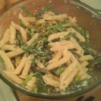 Penne com legumes verdes