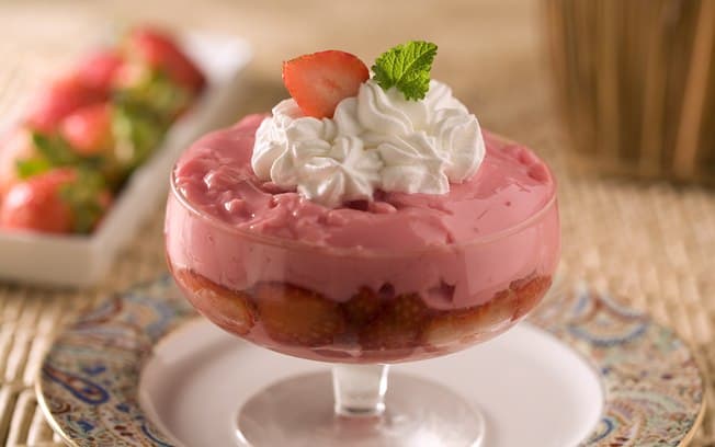 Gelatina Diet Cremosa de Morango