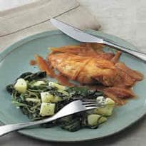 Frango com batata e espinafre