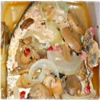 Atum fresco em papelotes com cogumelos